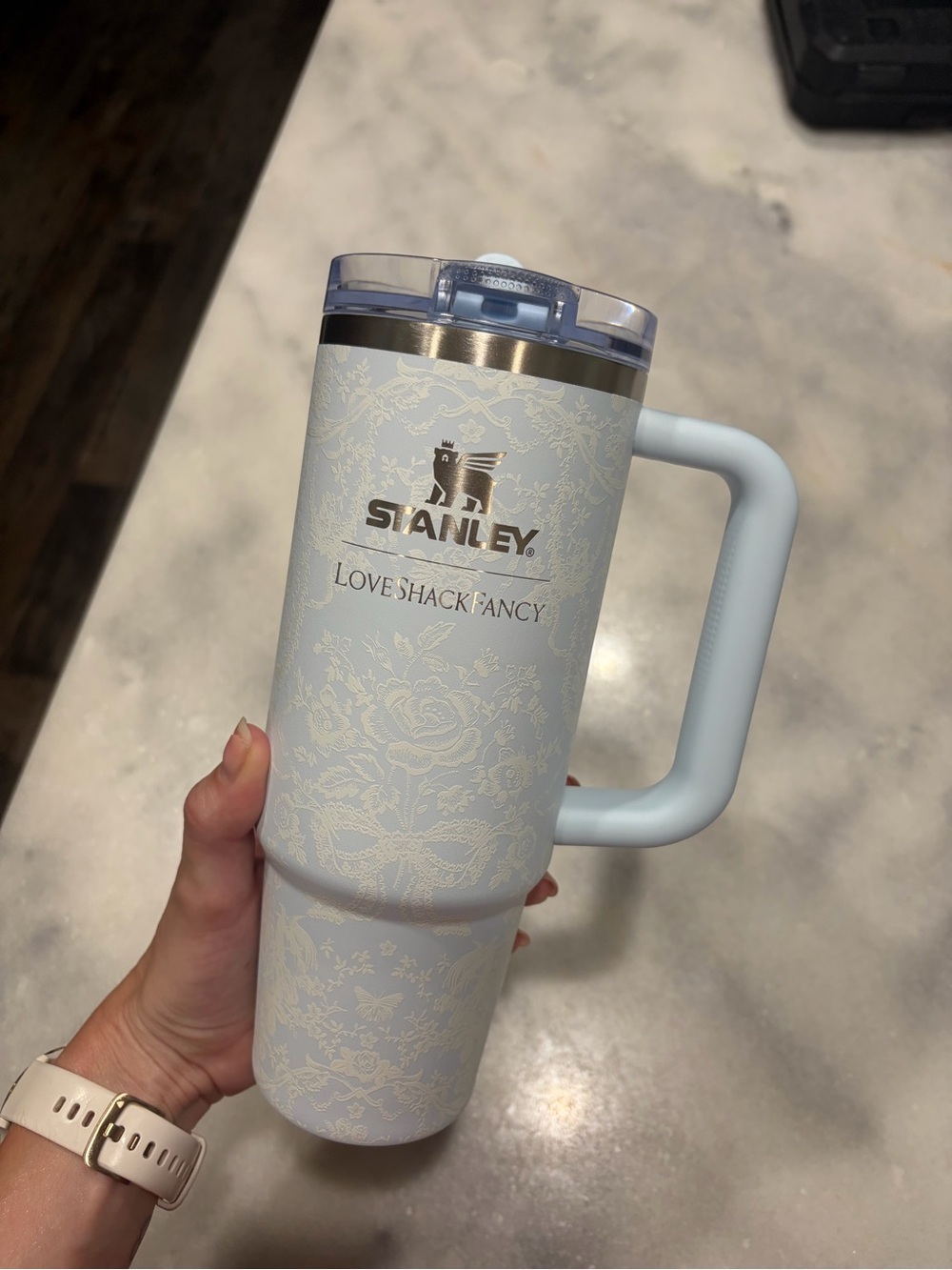 Stanley Loveshackfancy Pale Blue Floral Insulated Travel Mug with Handle